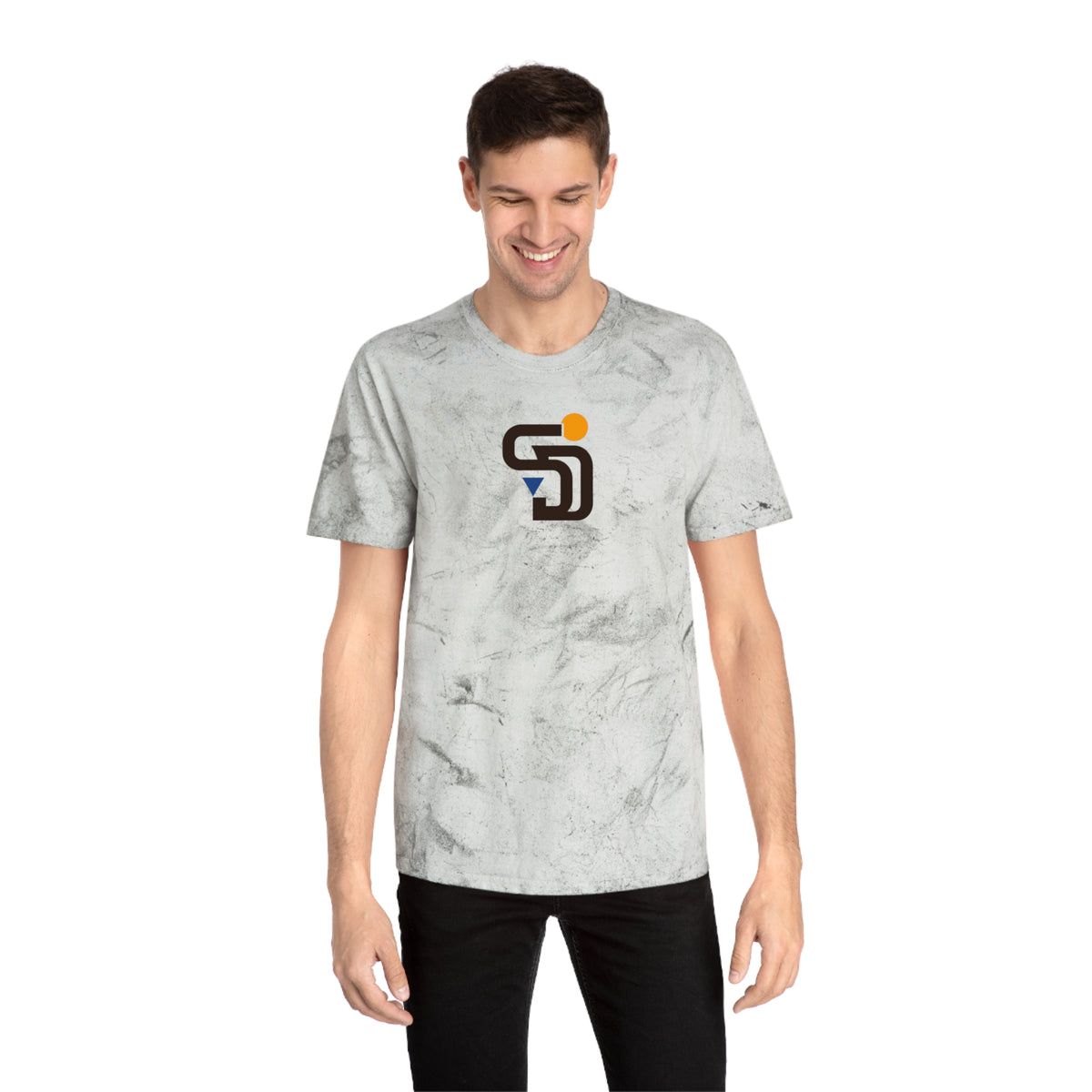 San Diego Baseball Tie-Dye Tee — Smoke, Black, Gold & Royal