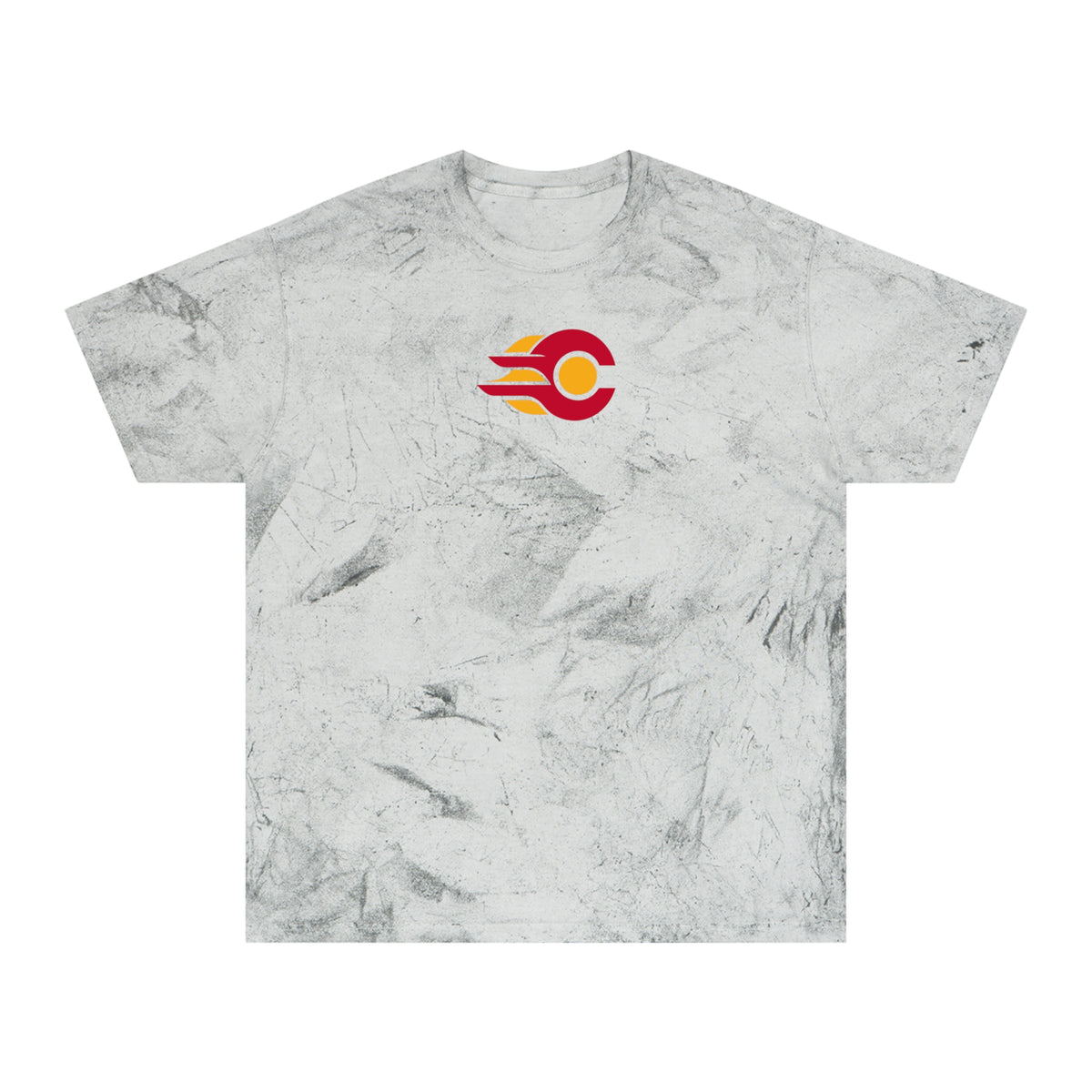 Calgary Hockey Tie-Dye Tee — Smoke, Red & Gold
