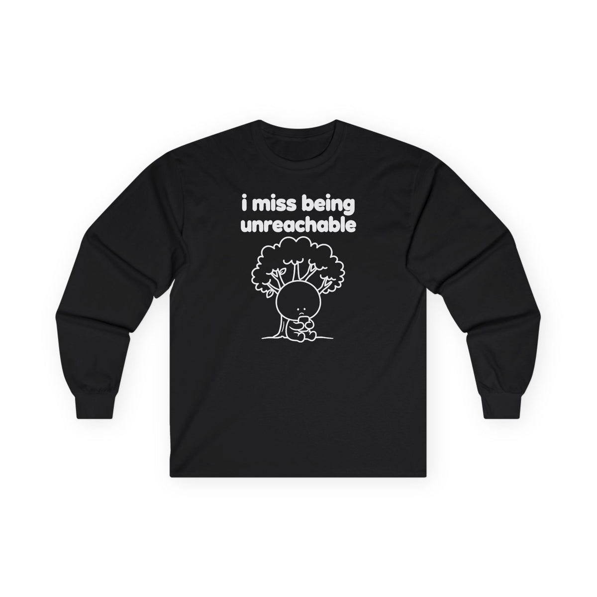 i miss being unreachable long sleeve tee - Black