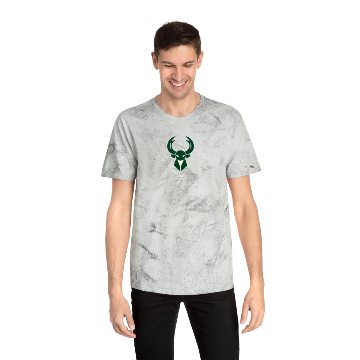 Milwaukee Basketball Tie-Dye Tee — Smoke, Kelly Green & Off-White