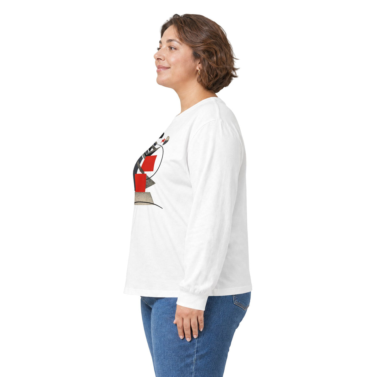 plate 077 long sleeve tee - White