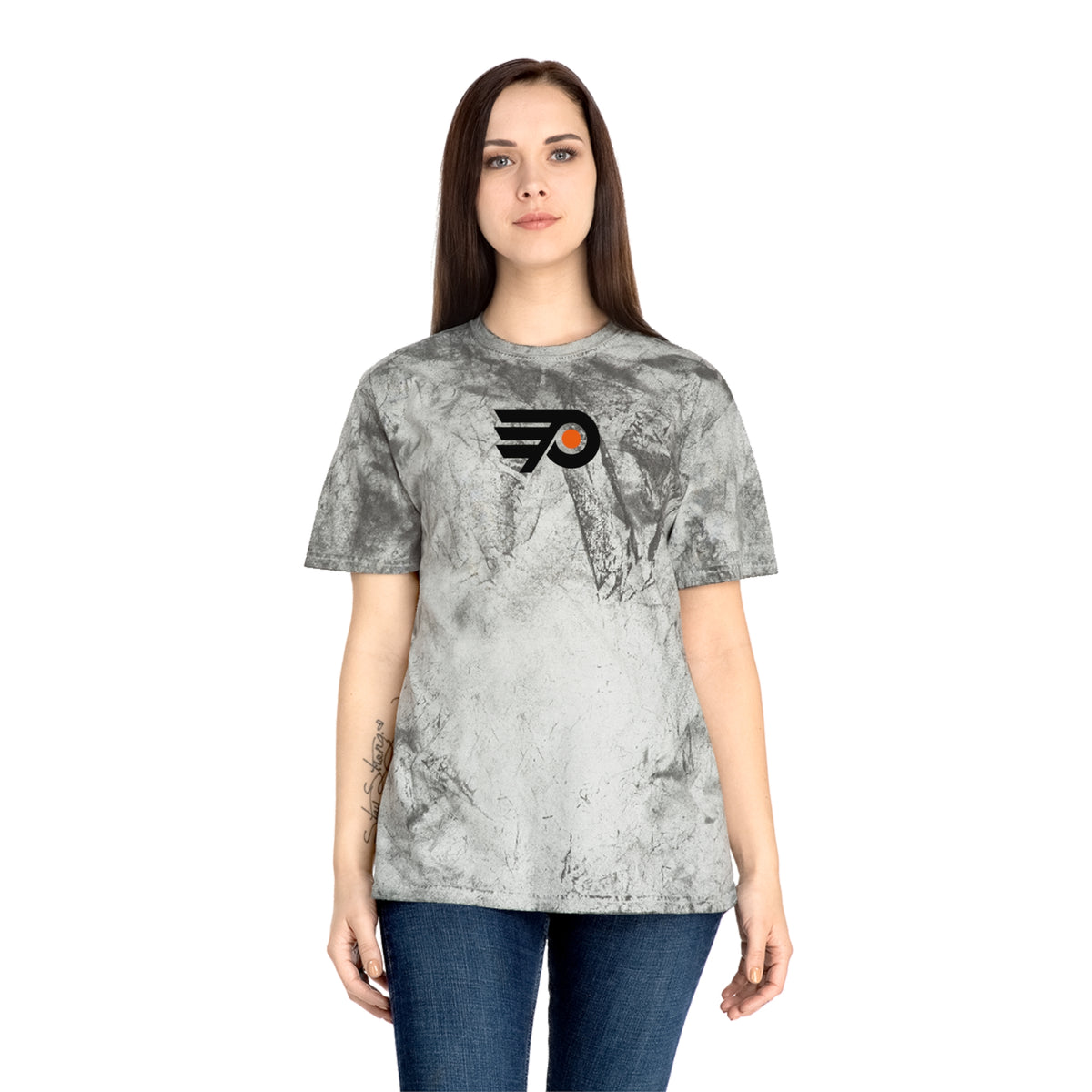 Philadelphia Hockey Tie-Dye Tee — Smoke, Black & Orange