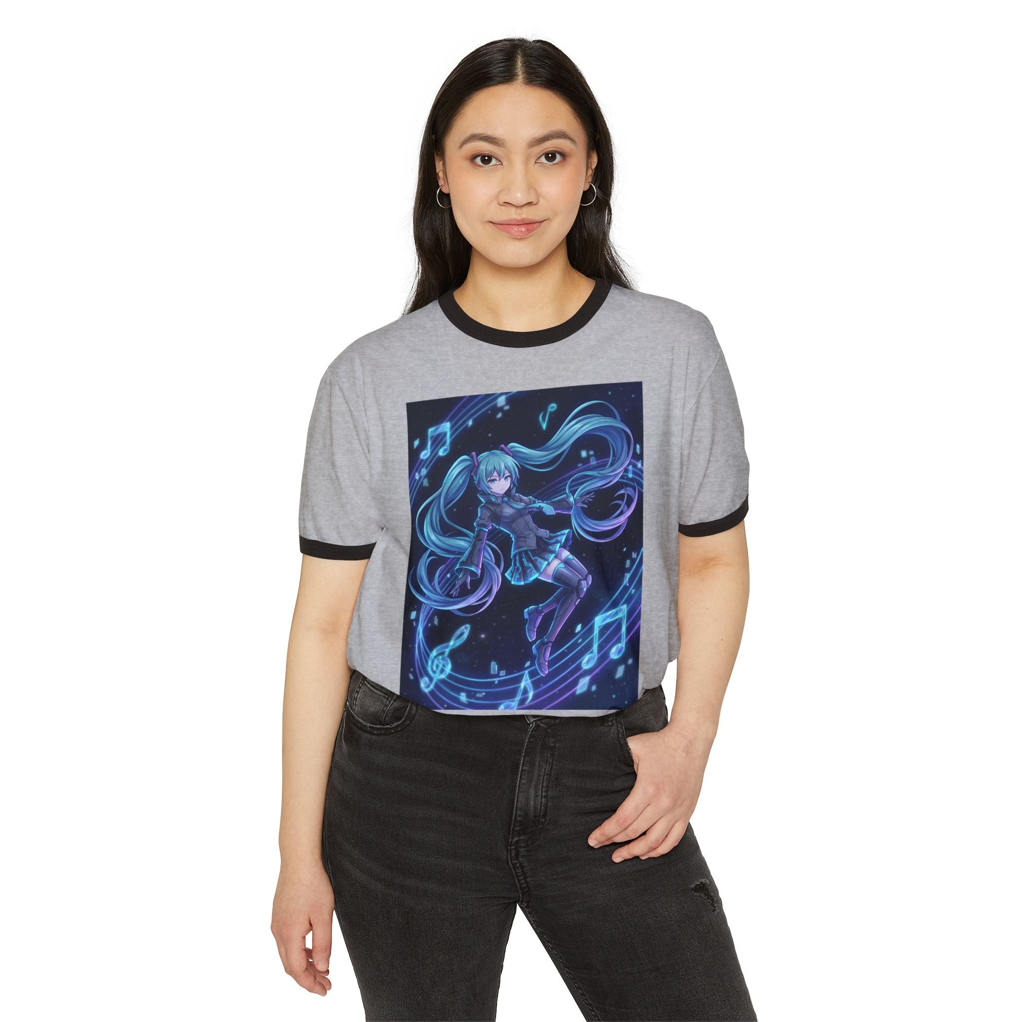 Unisex Cotton Ringer T-Shirt - Hatsune Miku