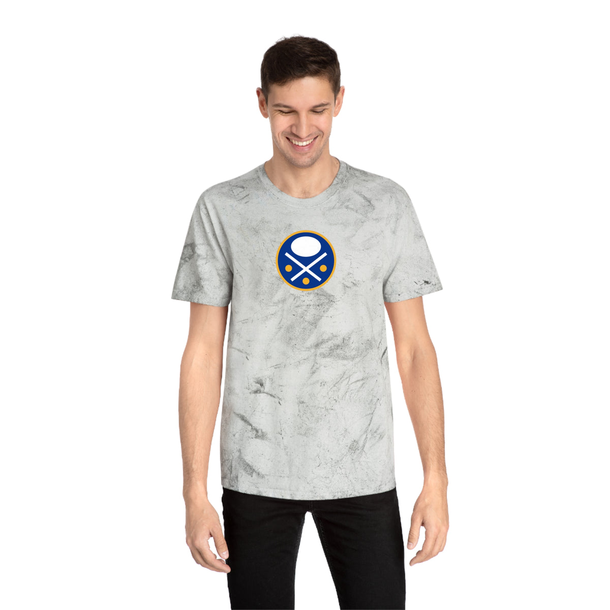 Buffalo Hockey Tie-Dye Tee — Smoke, Royal, White & Gold