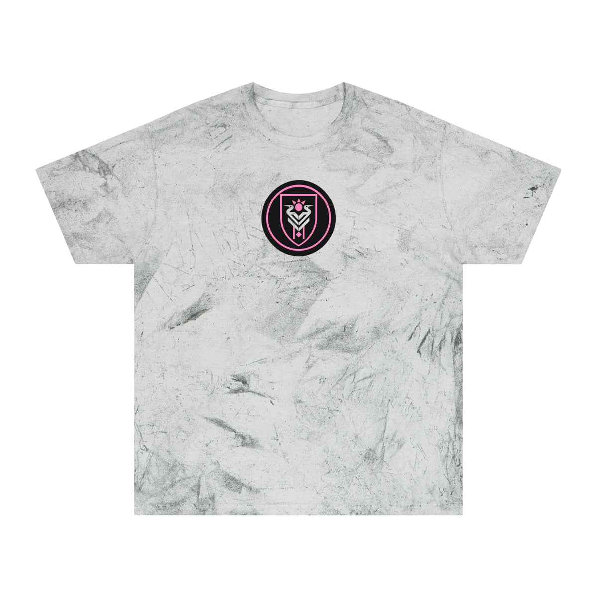 Miami Soccer Tie-Dye Tee — Smoke, Black & Flamingo