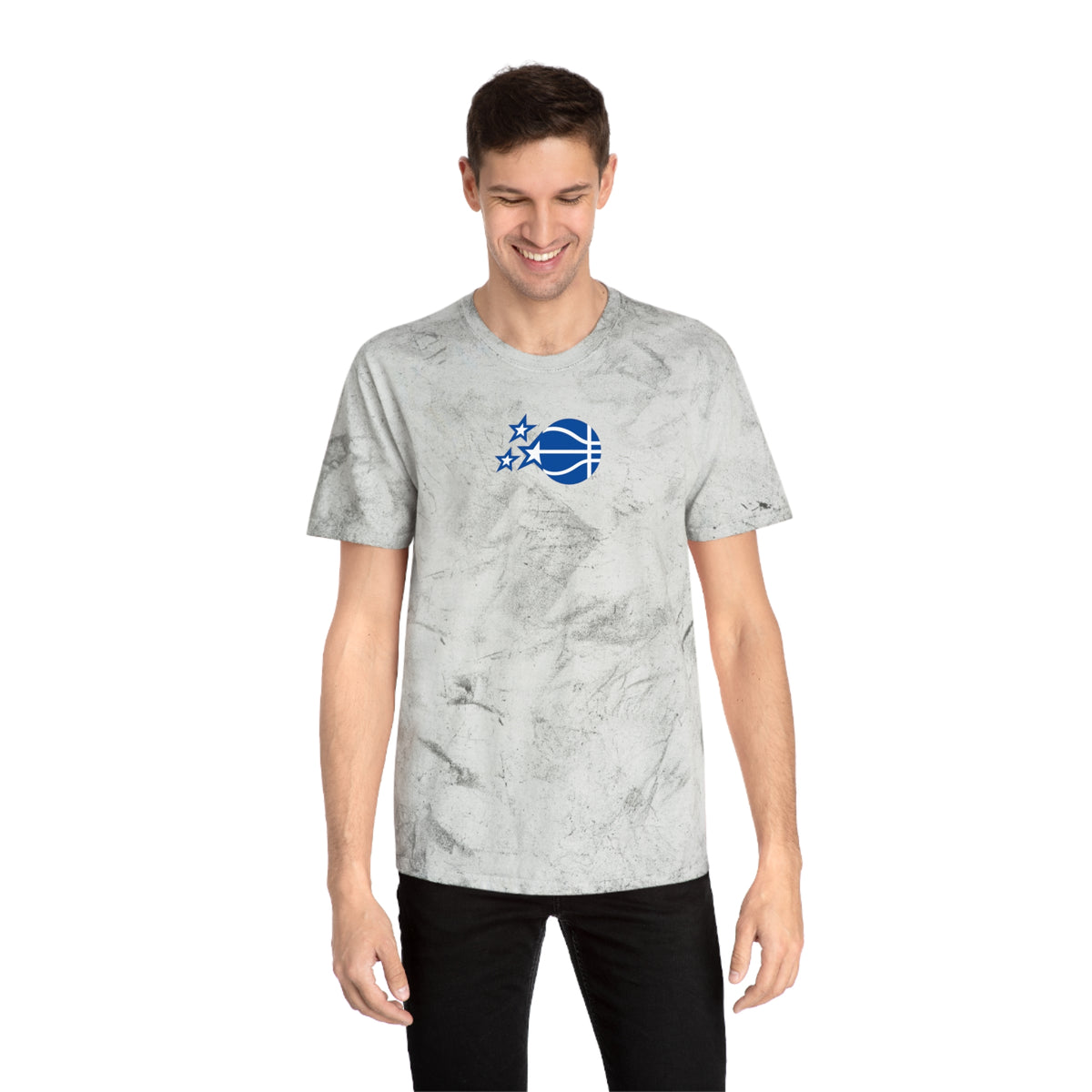 Orlando Basketball Tie-Dye Tee — Smoke, Royal & Off-White