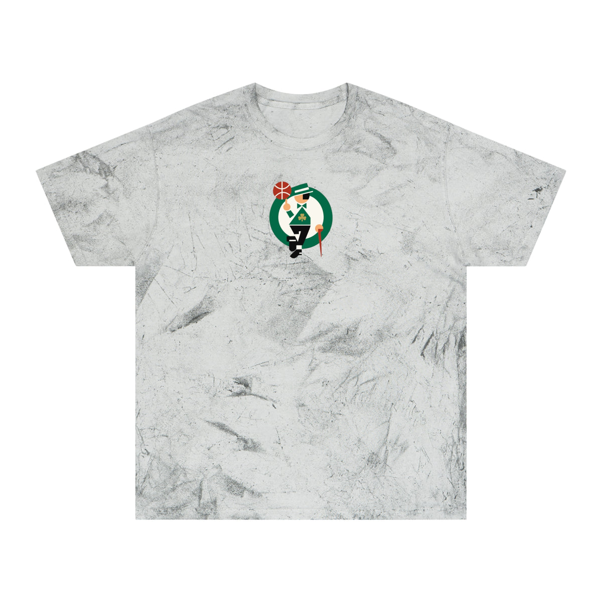 Boston Basketball Tie-Dye Tee — Smoke, Kelly Green, White & Black