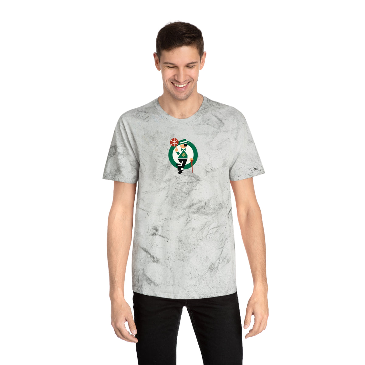 Boston Basketball Tie-Dye Tee — Smoke, Kelly Green, White & Black