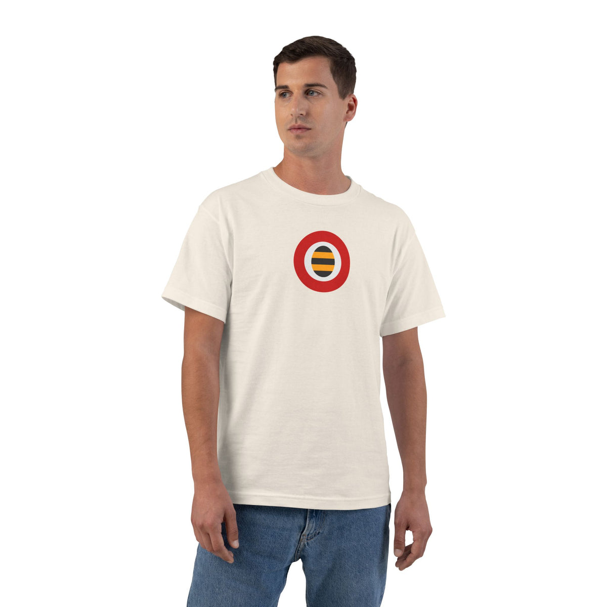 London Soccer Heavyweight Tee — Natural, Orange, White & Black