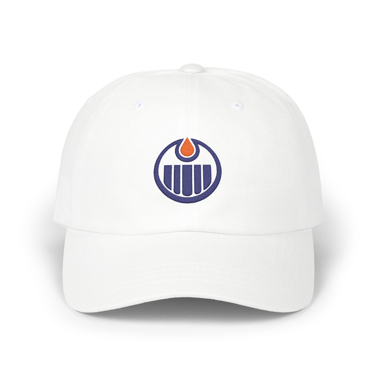 Edmonton Hockey Dad Cap — Embroidered, Navy & Orange