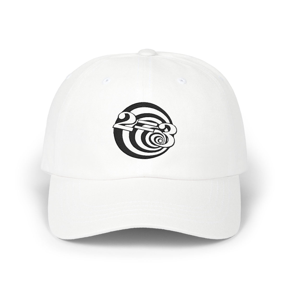 Dad Cap — Minimal Black Swirl Logo Embroidered Baseball Hat
