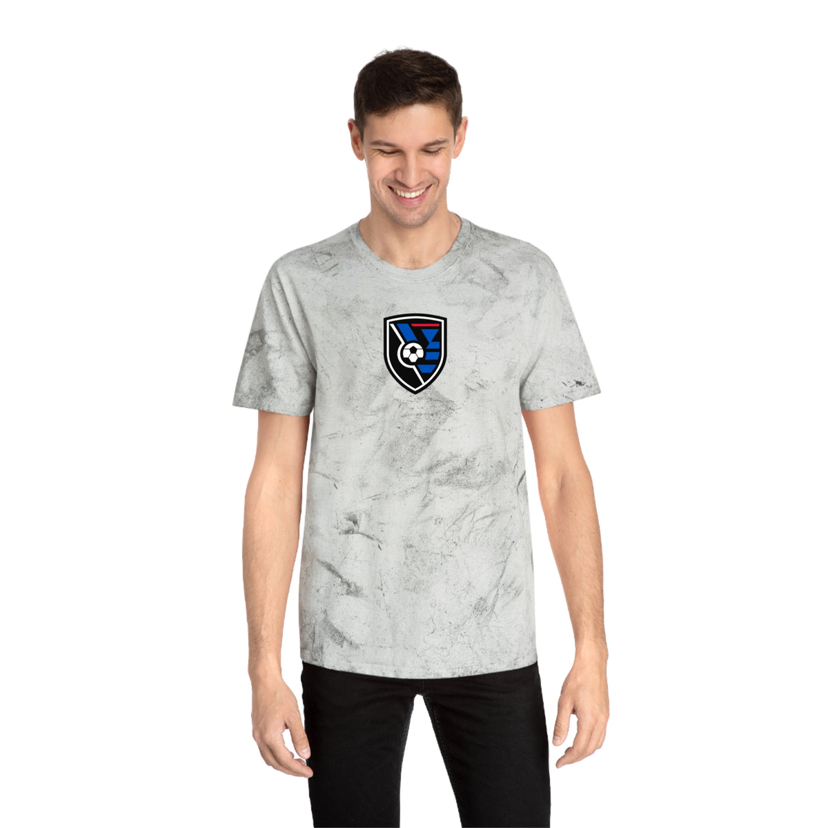 San Jose Soccer Tie-Dye Tee — Smoke, Black, White & Royal