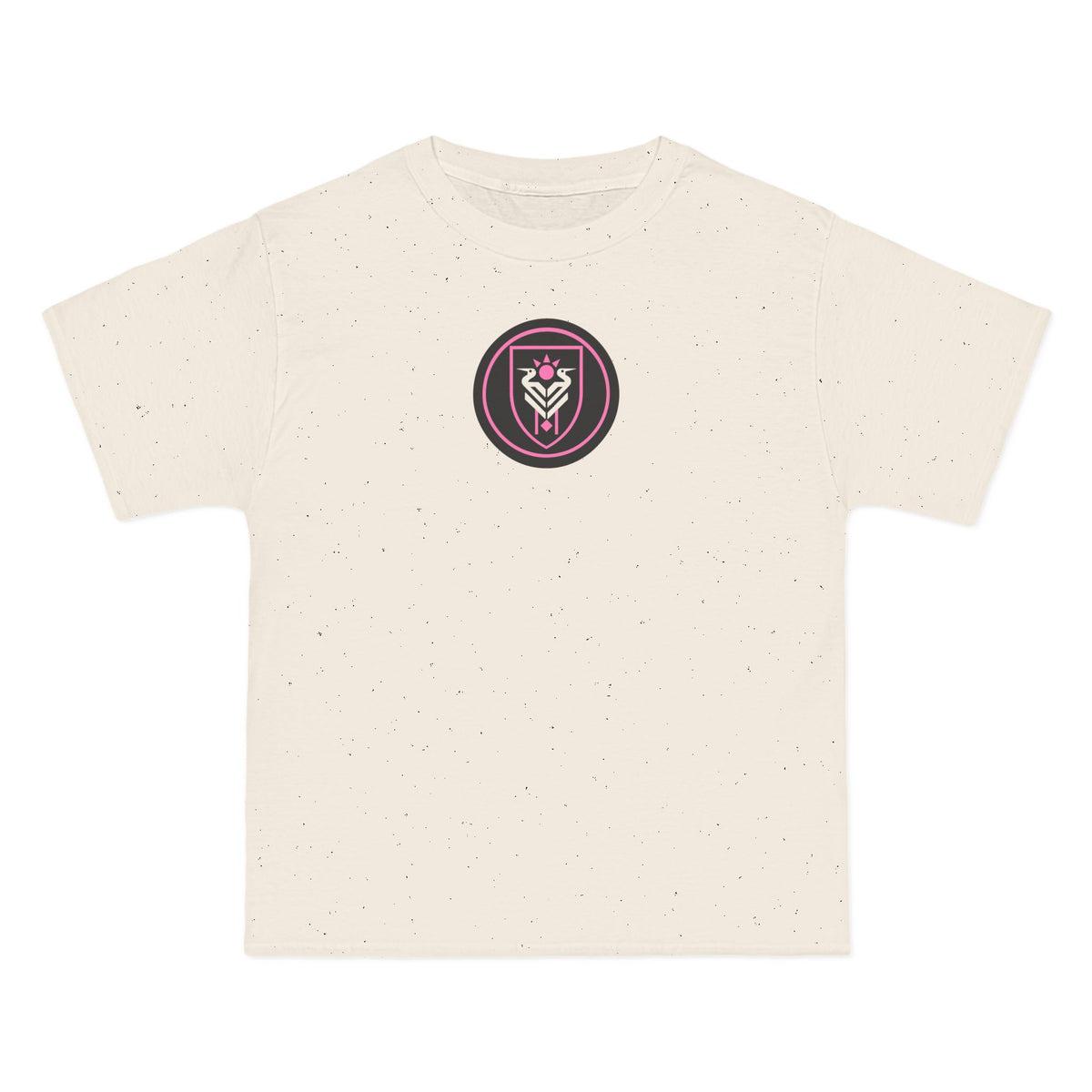 Miami Soccer Heavyweight Tee — Natural, Black & Flamingo