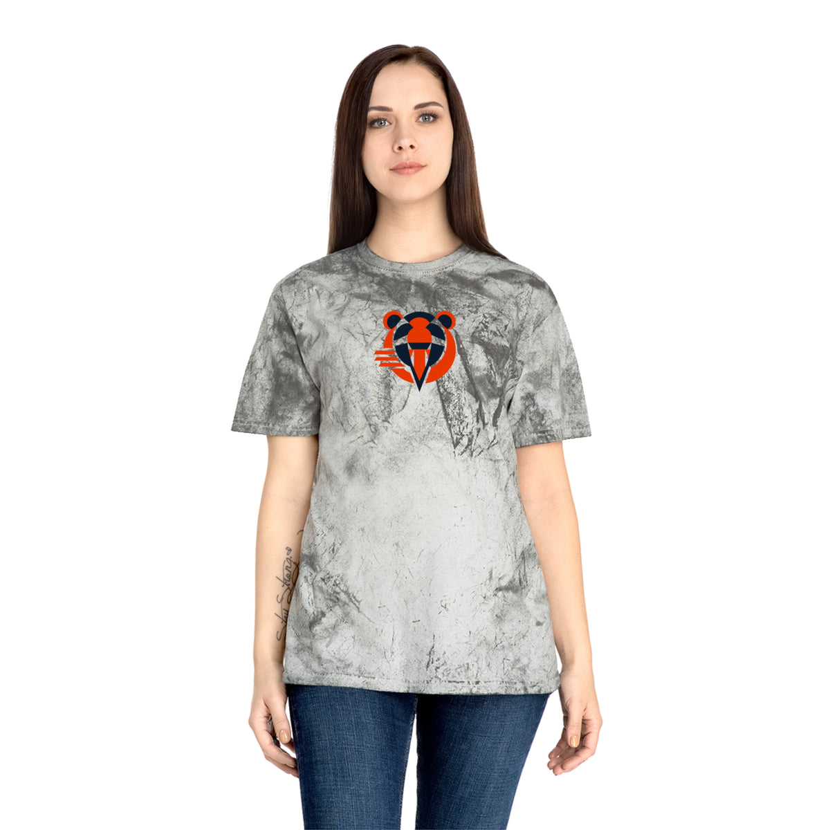 Chicago Football Tie-Dye Tee — Smoke, Orange & Navy