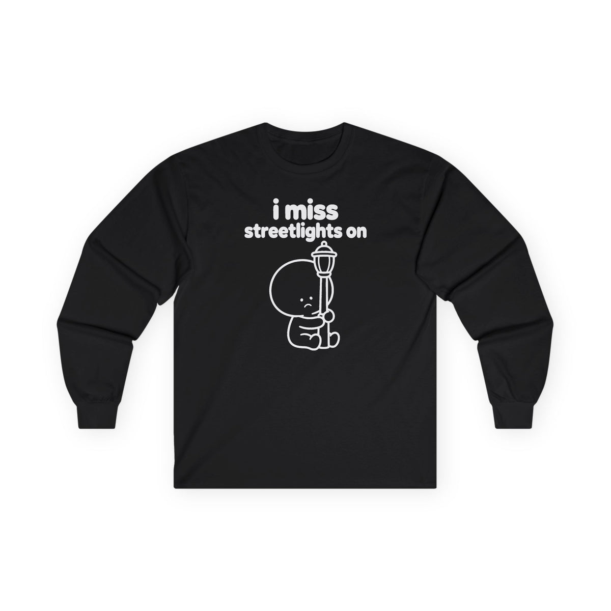 i miss streetlights on long sleeve tee - Black