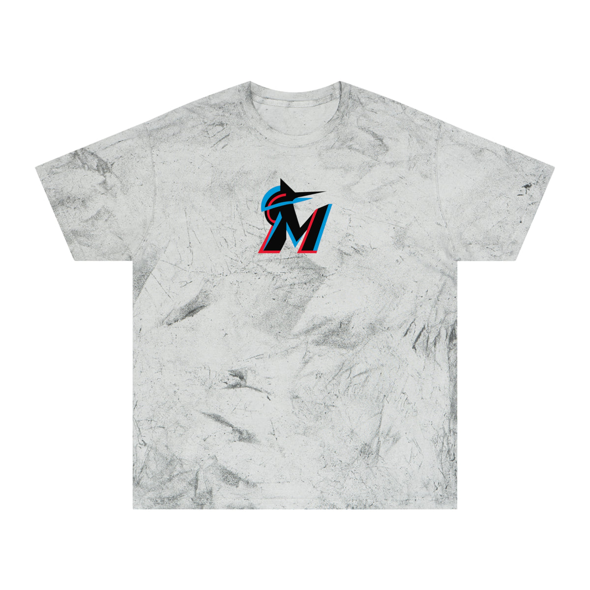 Miami Baseball Tie-Dye Tee — Smoke, Black, Aqua & Red