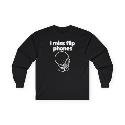 i miss flip phones long sleeve tee - Black