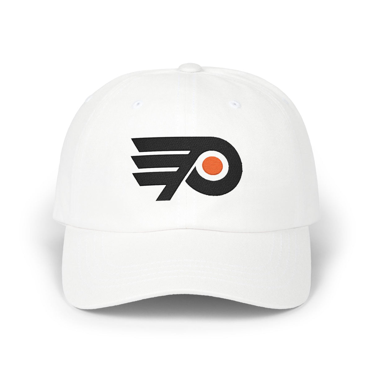 Philadelphia Hockey Dad Cap — Embroidered, Black & Orange