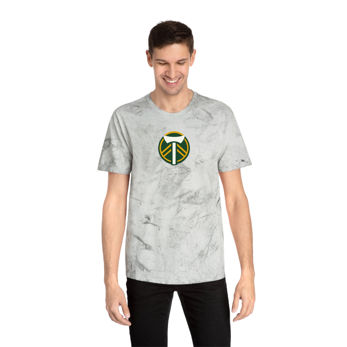 Portland Soccer Tie-Dye Tee — Smoke, Kelly Green, White & Gold