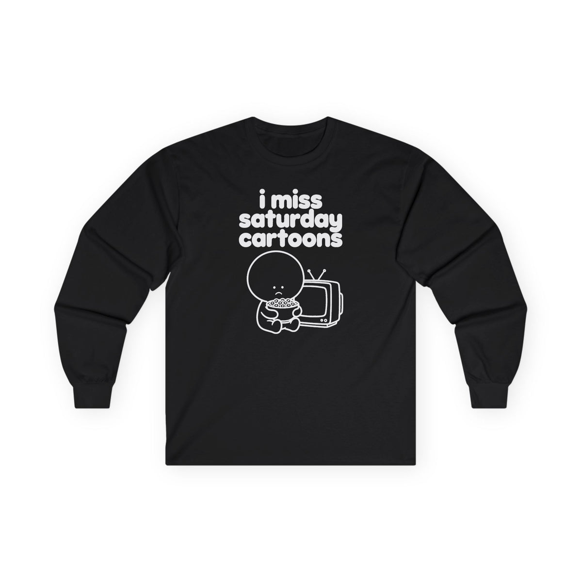 i miss saturday cartoons long sleeve tee - Black