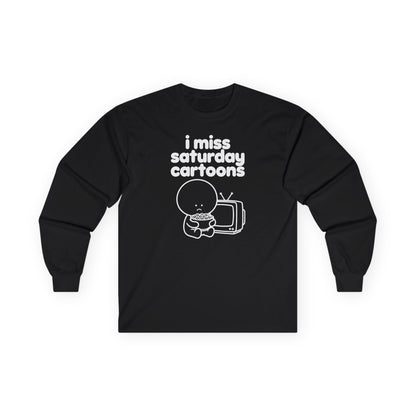 i miss saturday cartoons long sleeve tee - Black