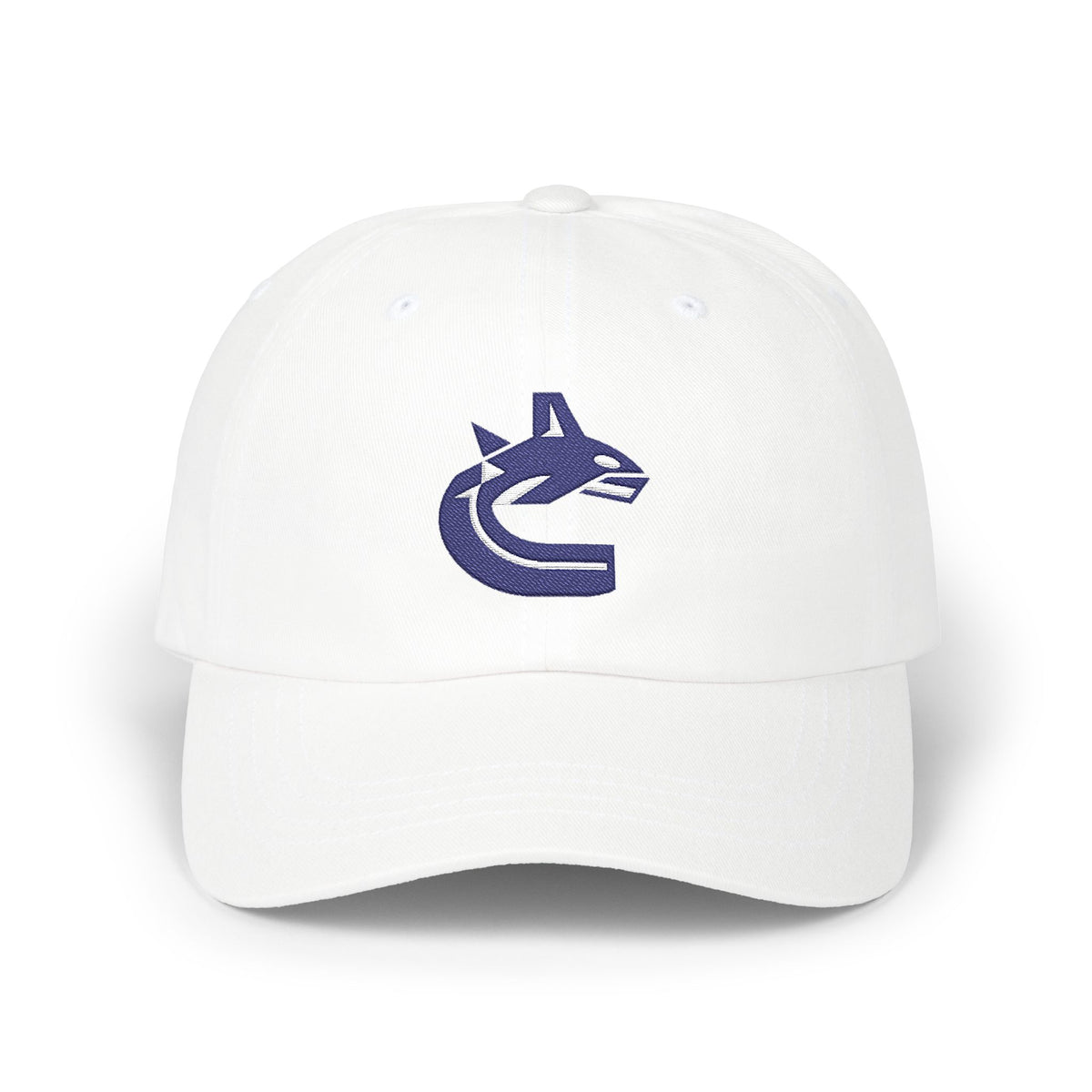 Vancouver Hockey Dad Cap — Embroidered, Navy & White