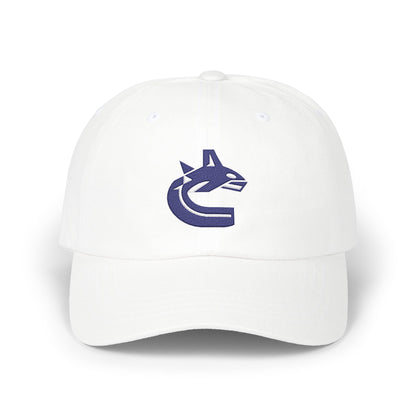 Vancouver Hockey Dad Cap — Embroidered, Navy & White