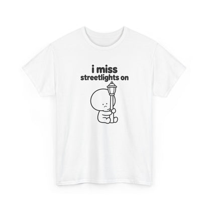 i miss streetlights on tee - White