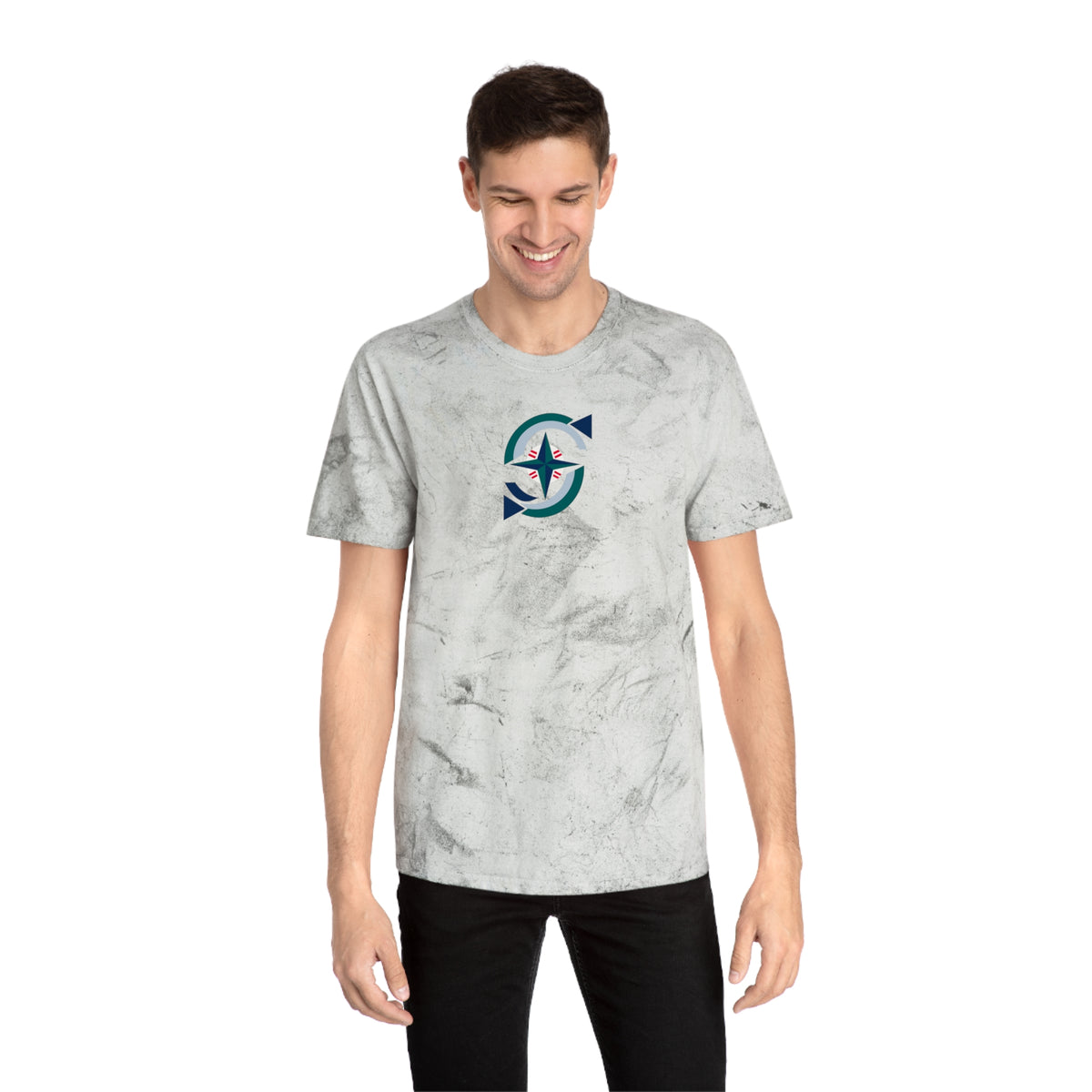 Seattle Baseball Tie-Dye Tee — Smoke, Navy, Teal & Grey