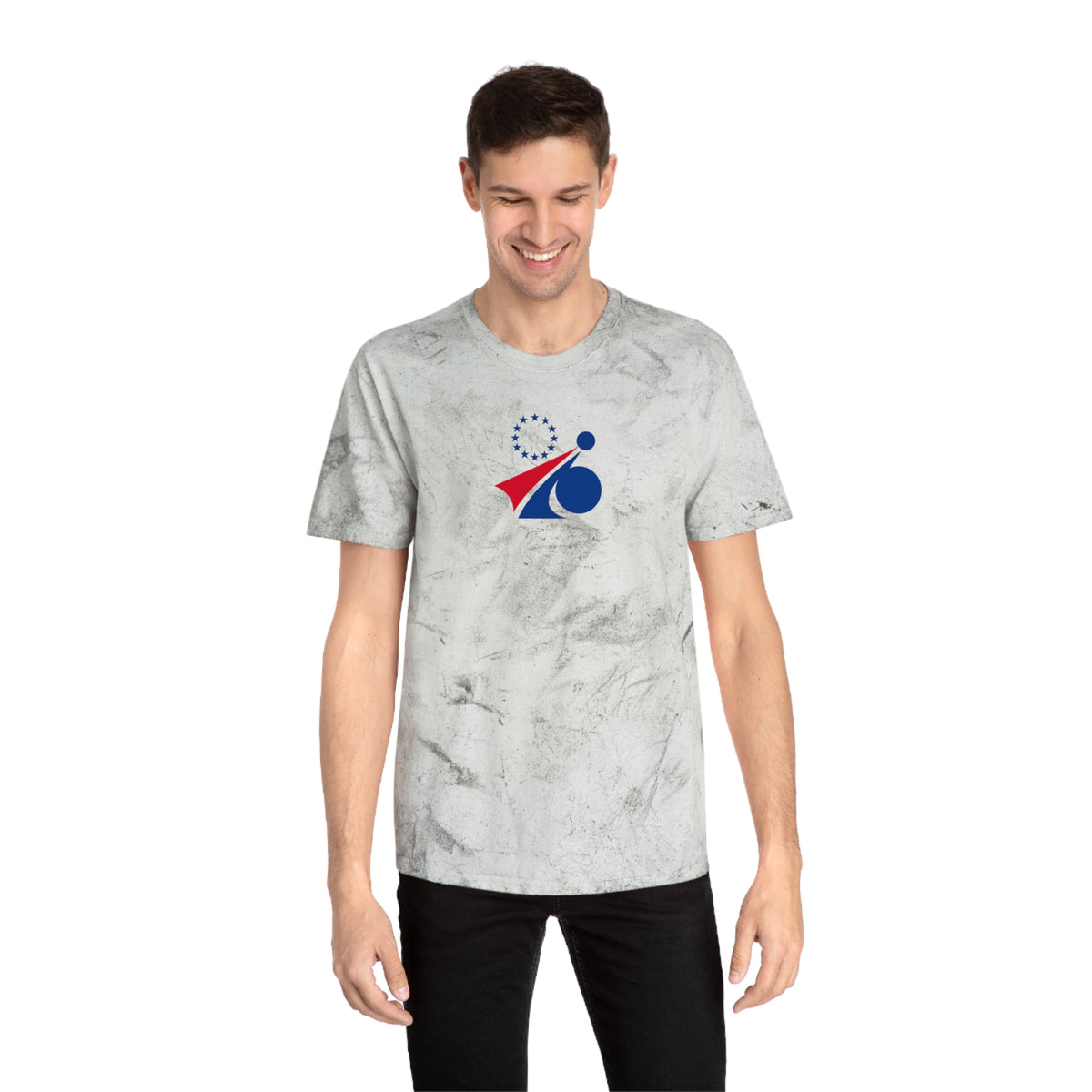 Philadelphia Basketball Tie-Dye Tee — Smoke, Royal & Red