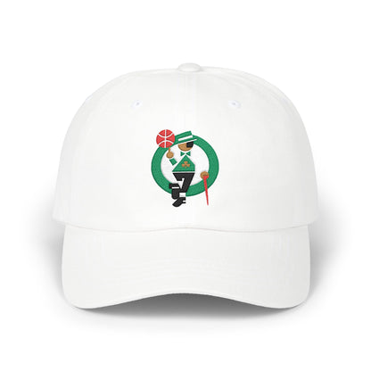 Boston Basketball Dad Cap — Embroidered, Kelly Green, White & Black