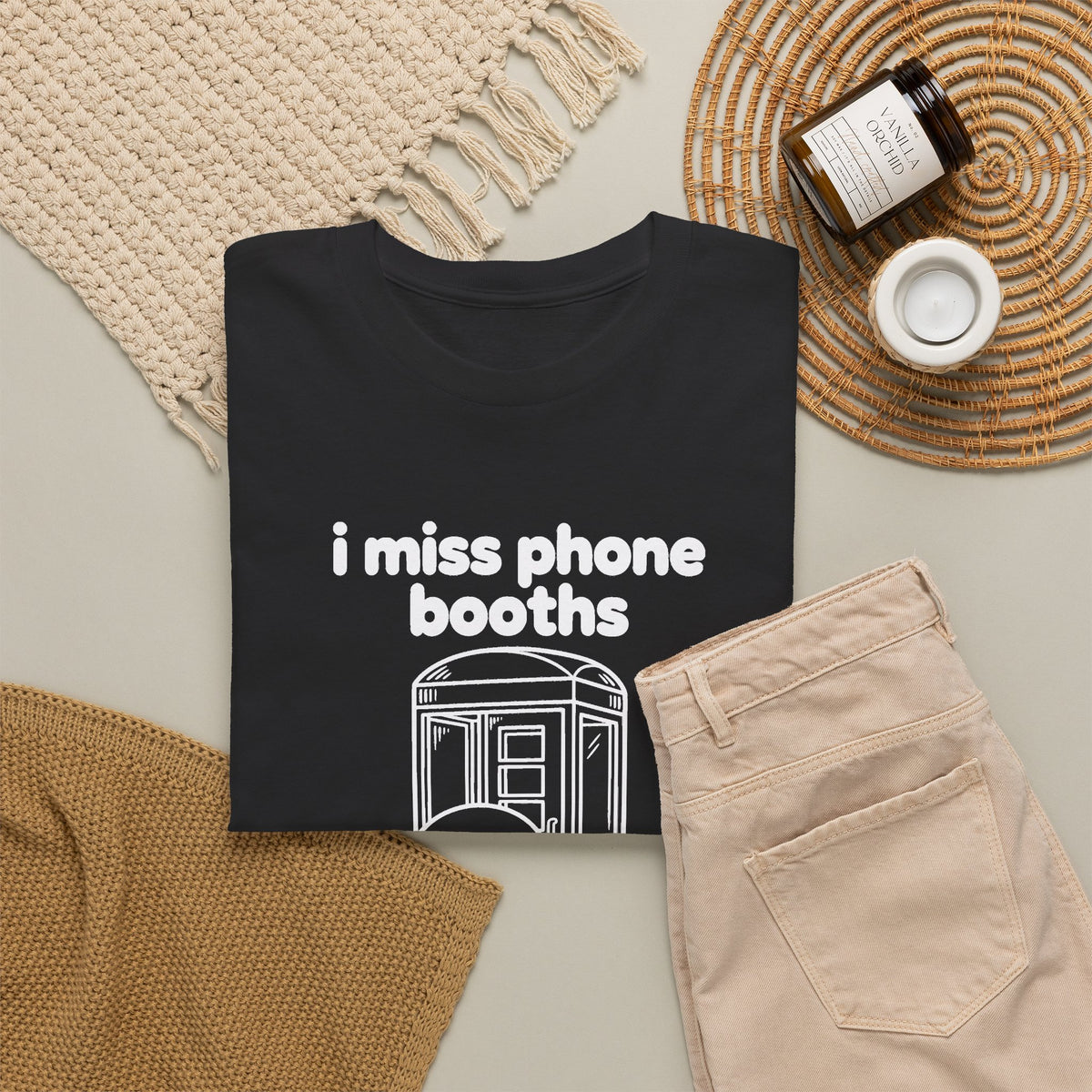 i miss phone booths tee - Black by lonelyboi