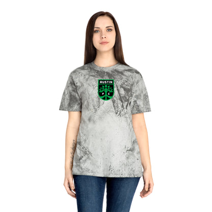 Austin Soccer Tie-Dye Tee — Smoke, Black, Kiwi Green & White