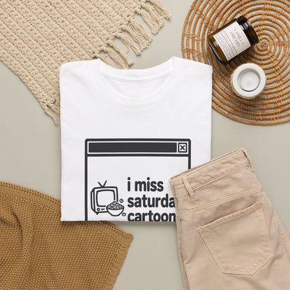 i miss saturday cartoons error tee - White