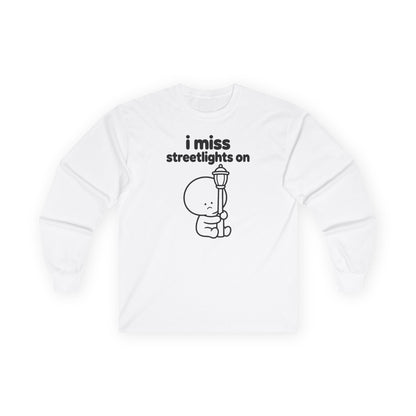 i miss streetlights on long sleeve tee - White