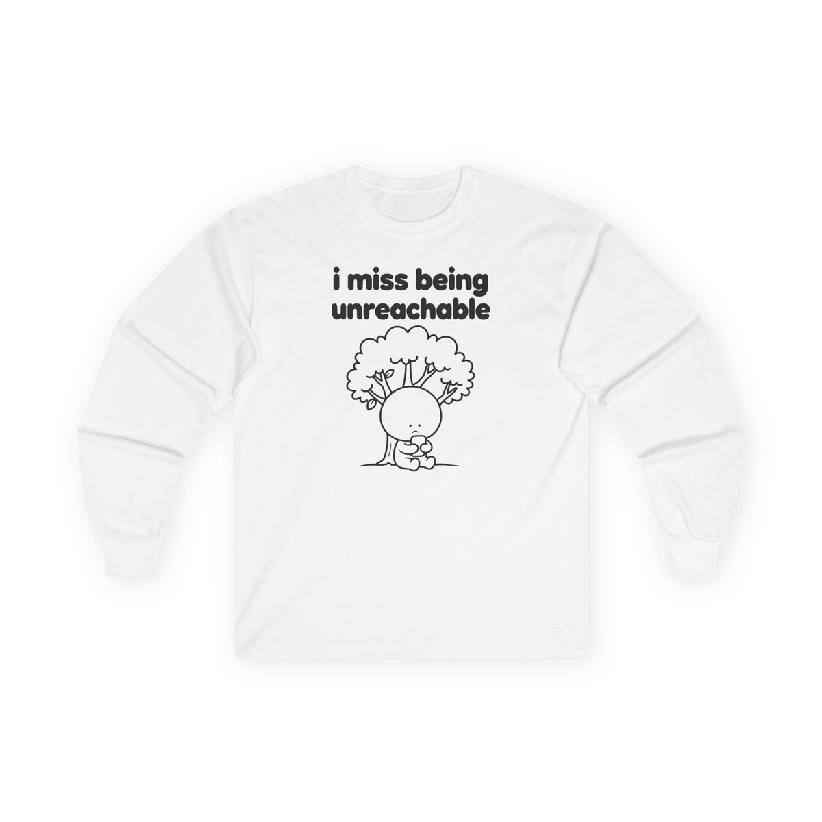 i miss being unreachable long sleeve tee - White by lonelyboi