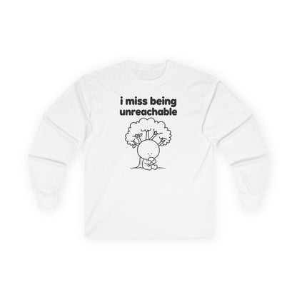 i miss being unreachable long sleeve tee - White