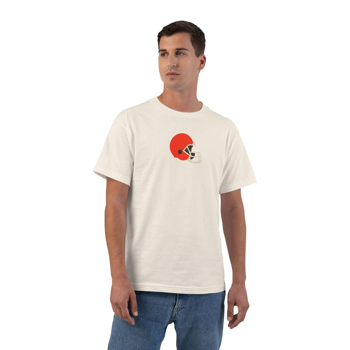 Cleveland Football Heavyweight Tee — Natural, Orange, White & Black
