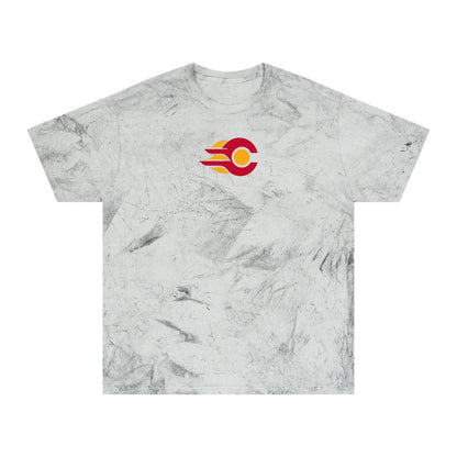 Calgary Hockey Tie-Dye Tee — Smoke, Red & Gold