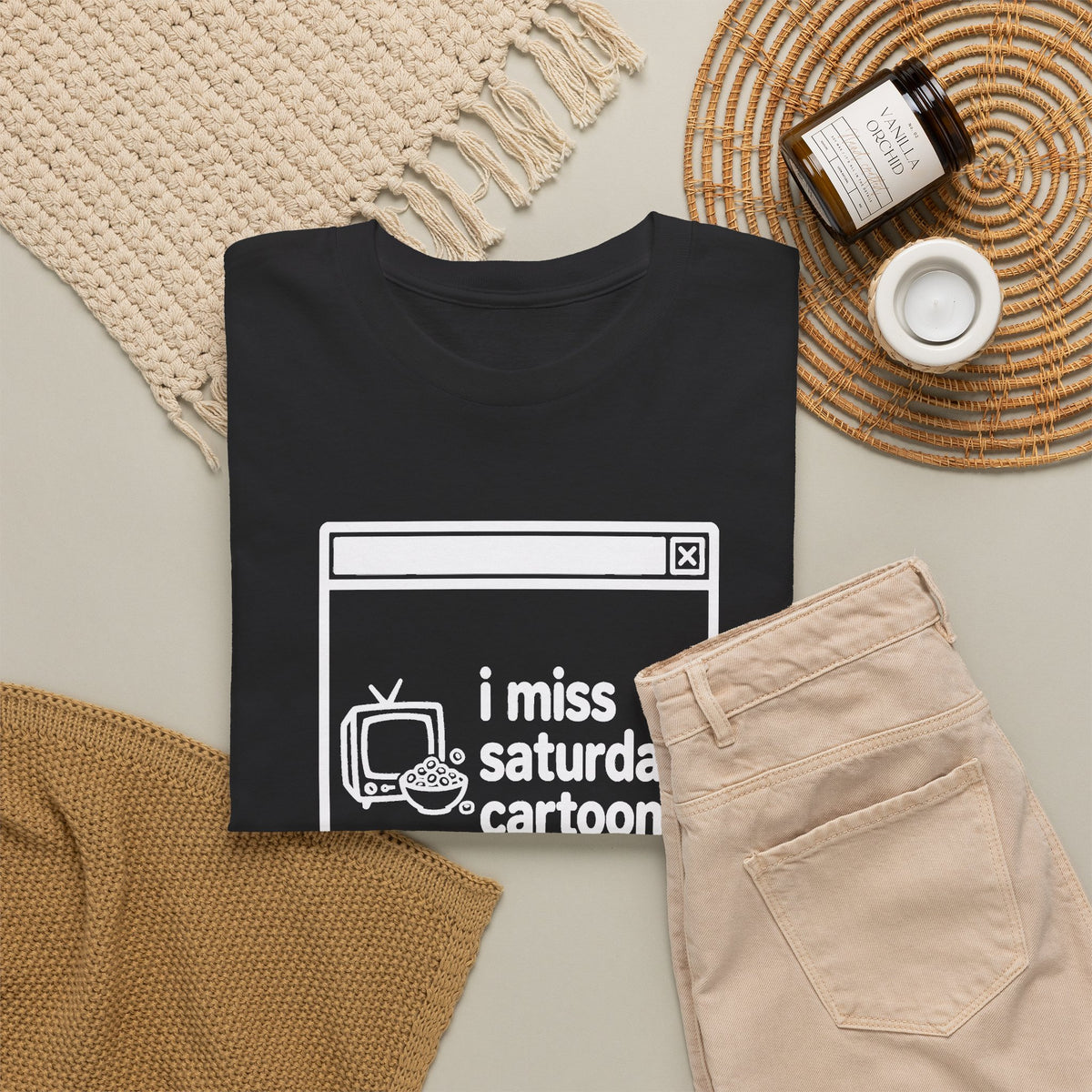 i miss saturday cartoons error tee - Black