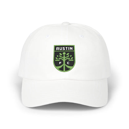 Austin Soccer Dad Cap — Embroidered, Black, Kiwi Green & White