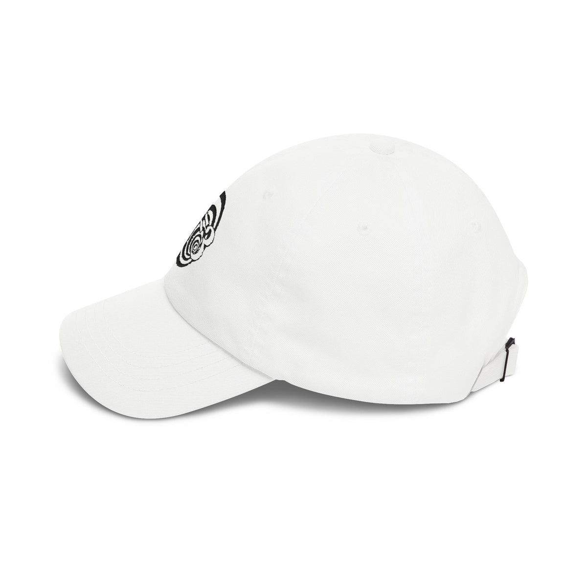 Dad Cap — Minimal Black Swirl Logo Embroidered Baseball Hat