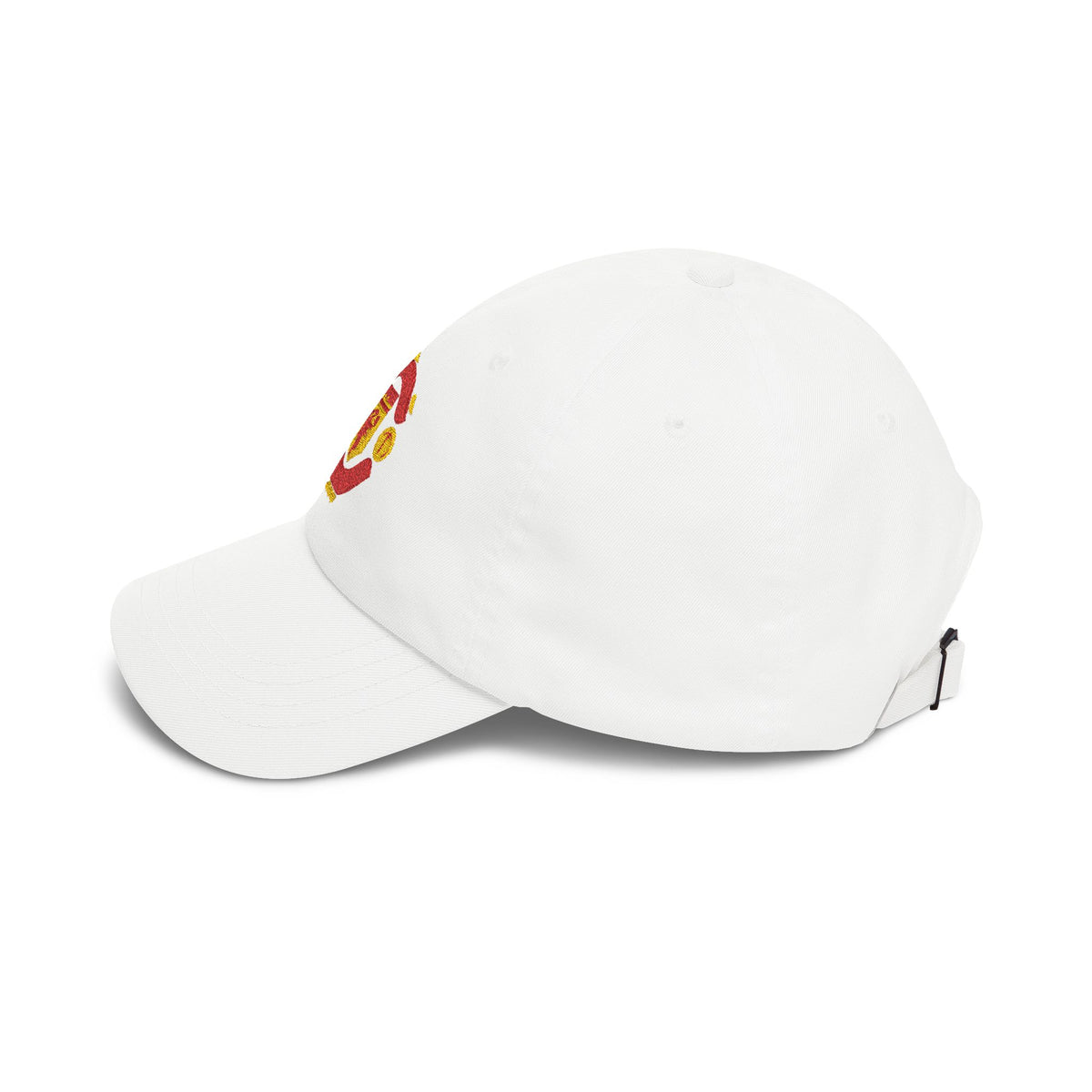 Manchester Soccer Dad Cap — Embroidered, Red, Gold & Orange