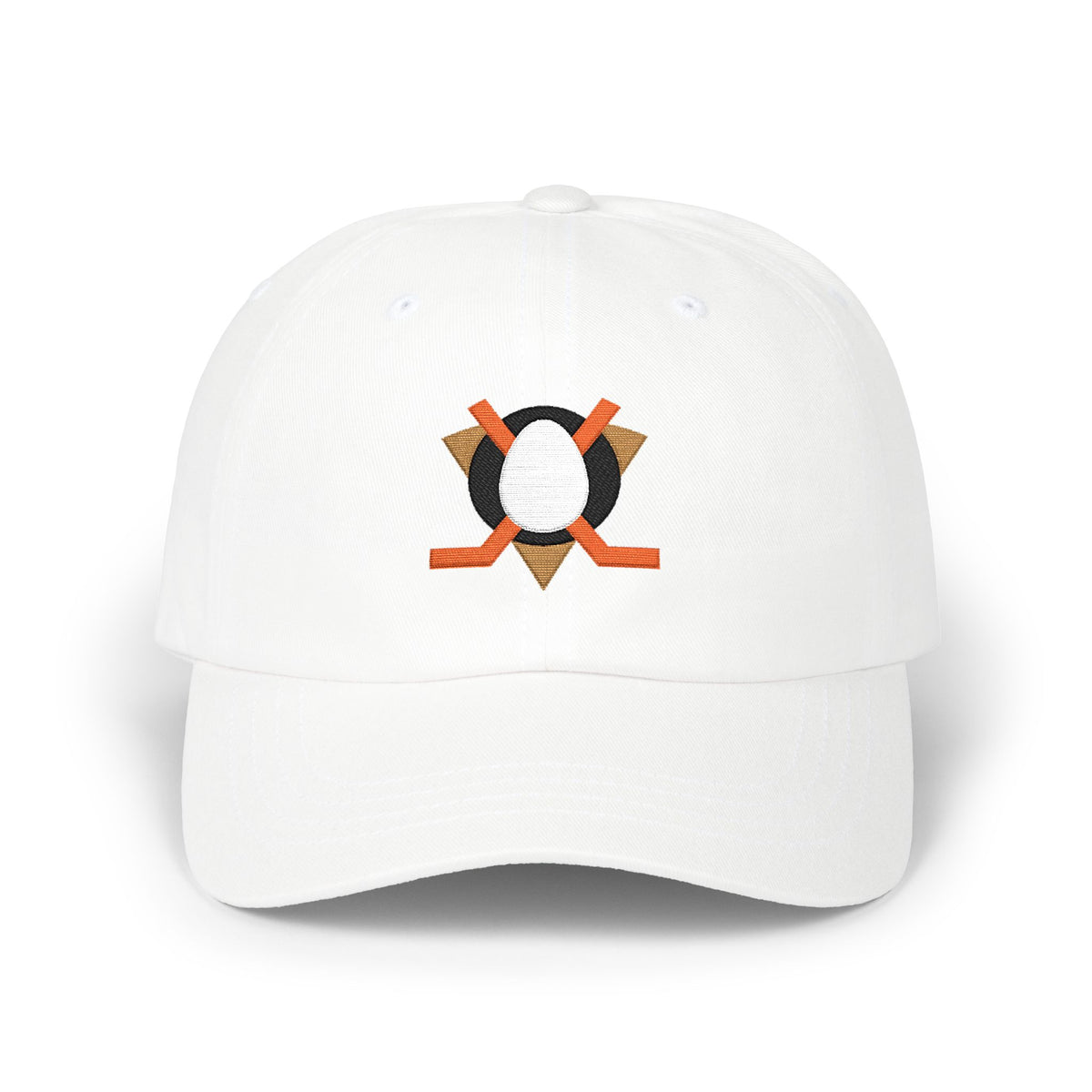 Anaheim Hockey Dad Cap — Embroidered, White, Black & Orange
