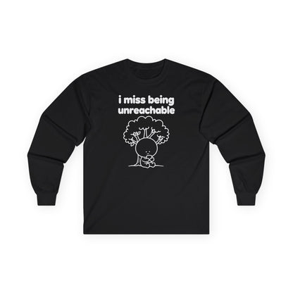 i miss being unreachable long sleeve tee - Black