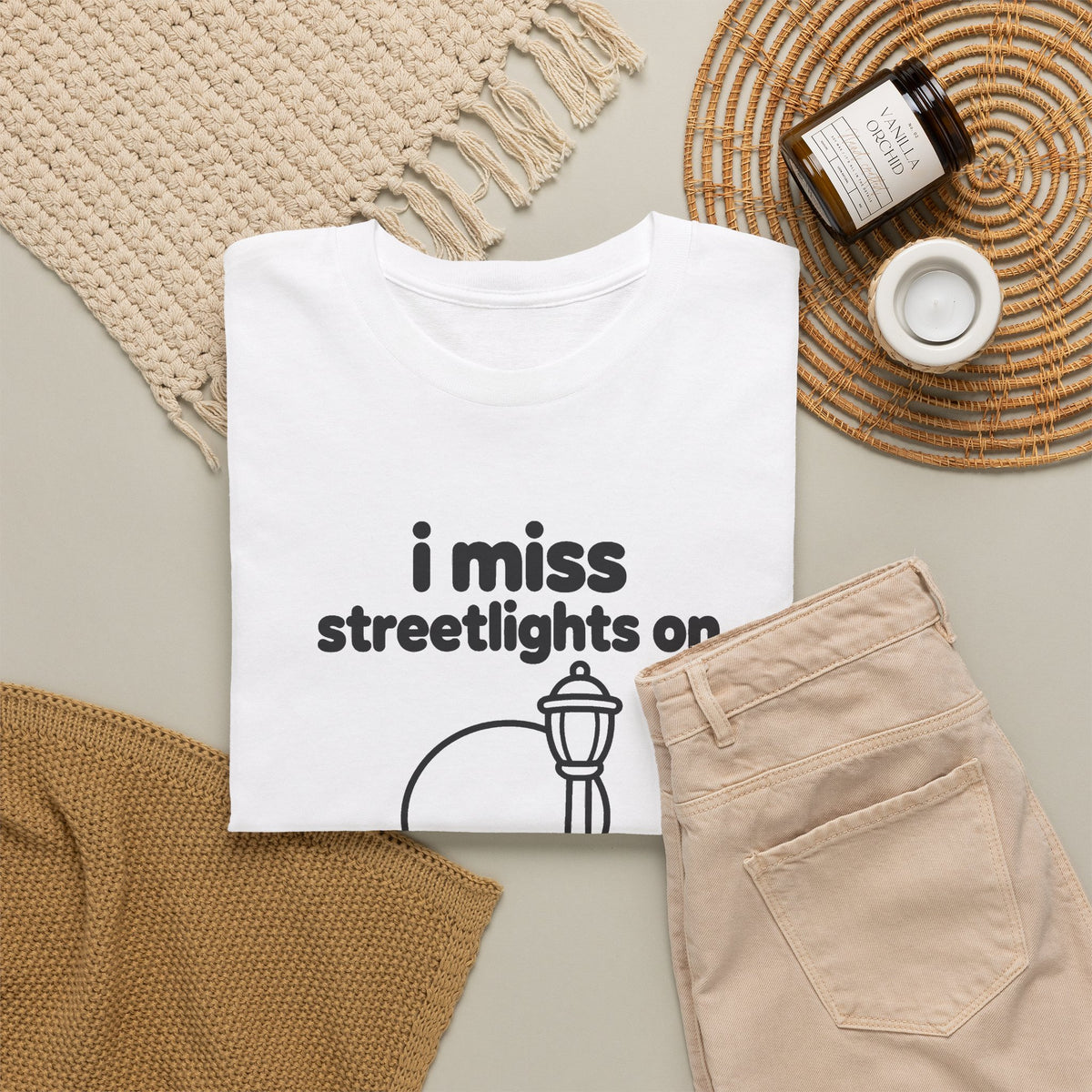 i miss streetlights on tee - White