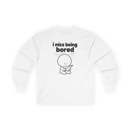 i miss being bored long sleeve tee - White