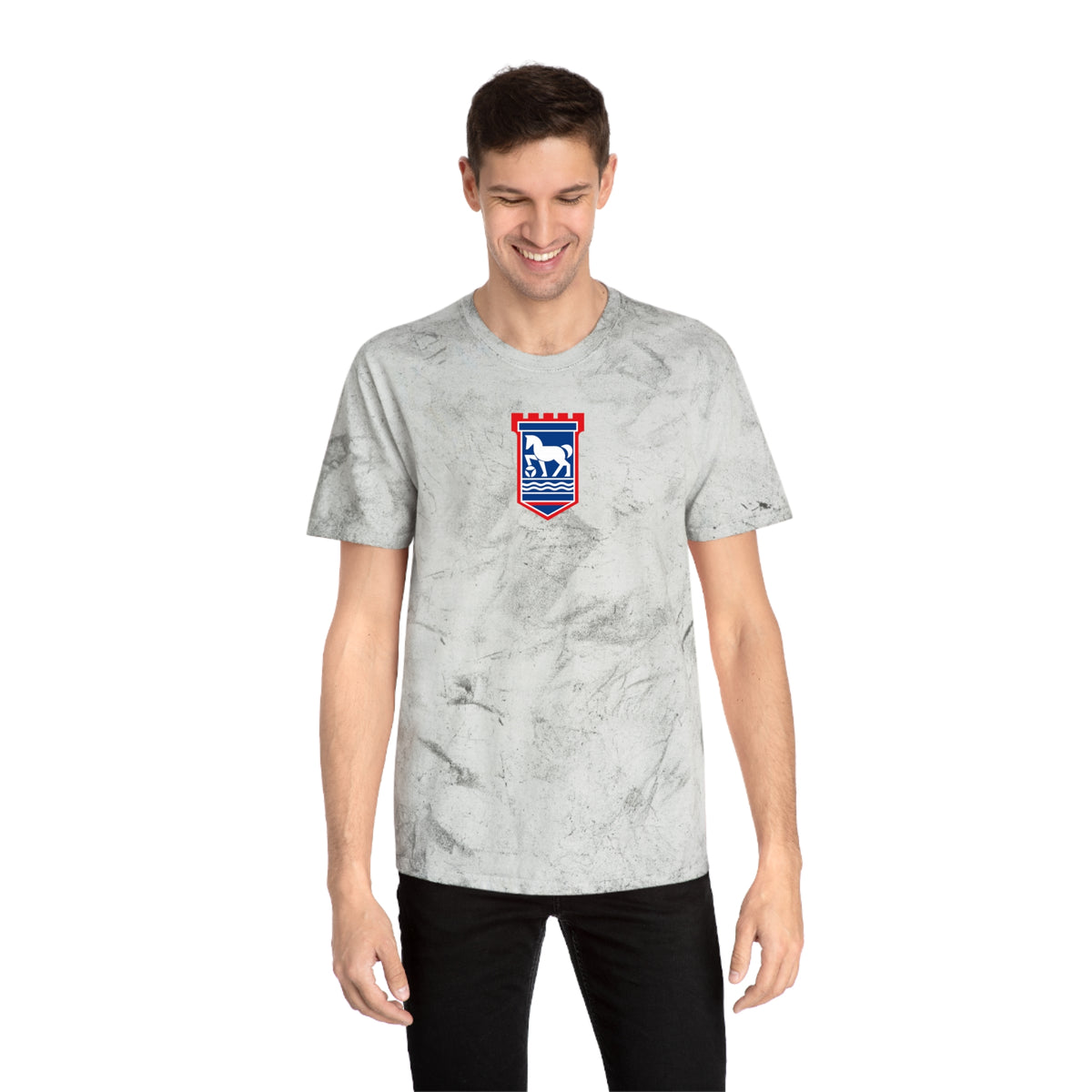 Ipswich Soccer Tie-Dye Tee — Smoke, Royal, Red & White