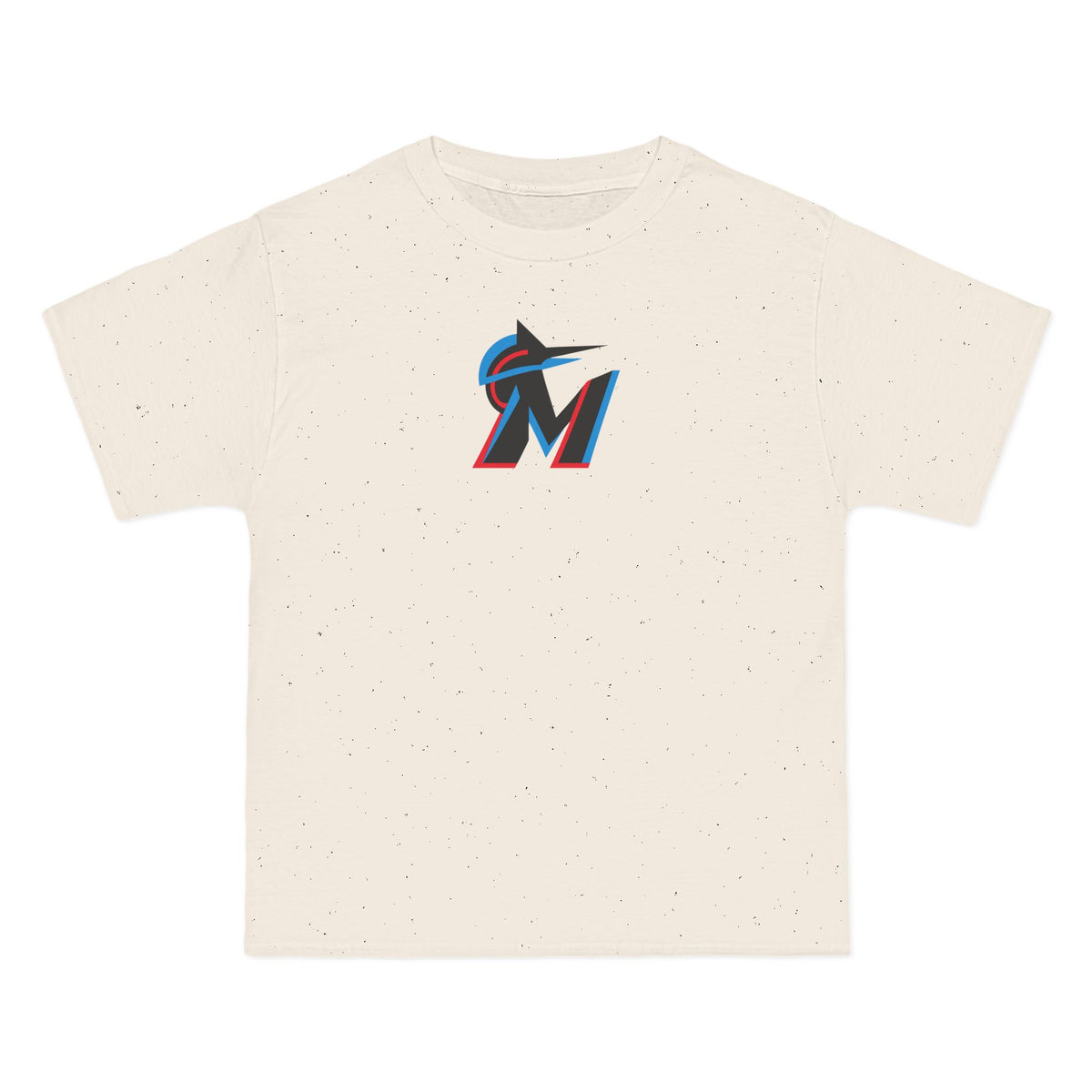 Miami Baseball Heavyweight Tee — Natural, Black, Aqua & Red