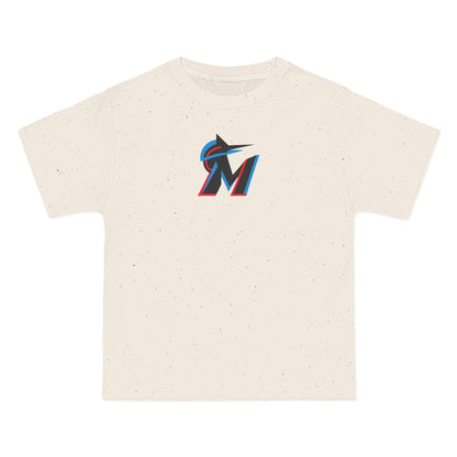 Miami Baseball Heavyweight Tee — Natural, Black, Aqua & Red